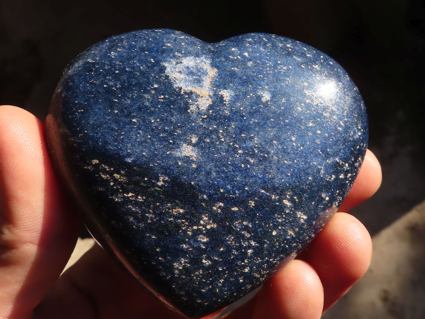Polished Blue Lazulite Spheres & Hearts  x 6 From Madagascar - Toprock Gemstones and Minerals 