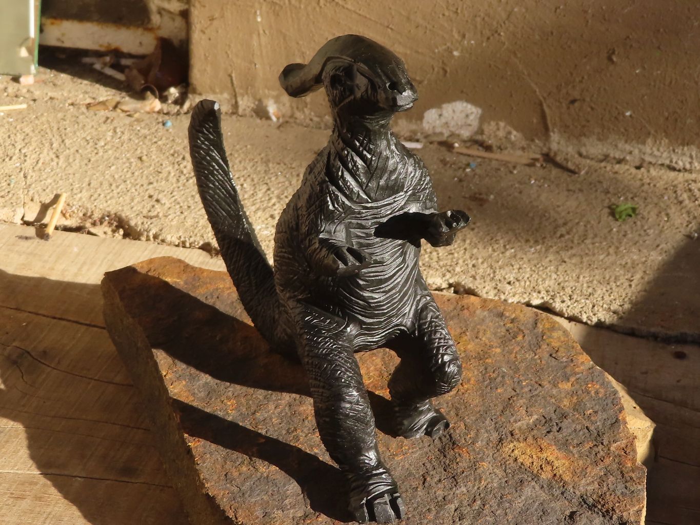 Polished Black Soapstone Dinosaur Carving x 1 From Zimbabwe - Toprock Gemstones and Minerals 