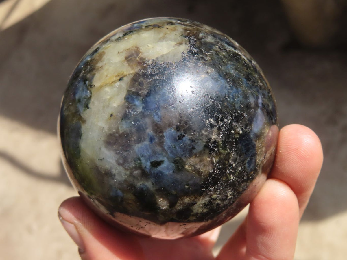 Polished Rare Iolite Spheres x 3 From Ambatofinandrahana, Madagascar - Toprock Gemstones and Minerals 