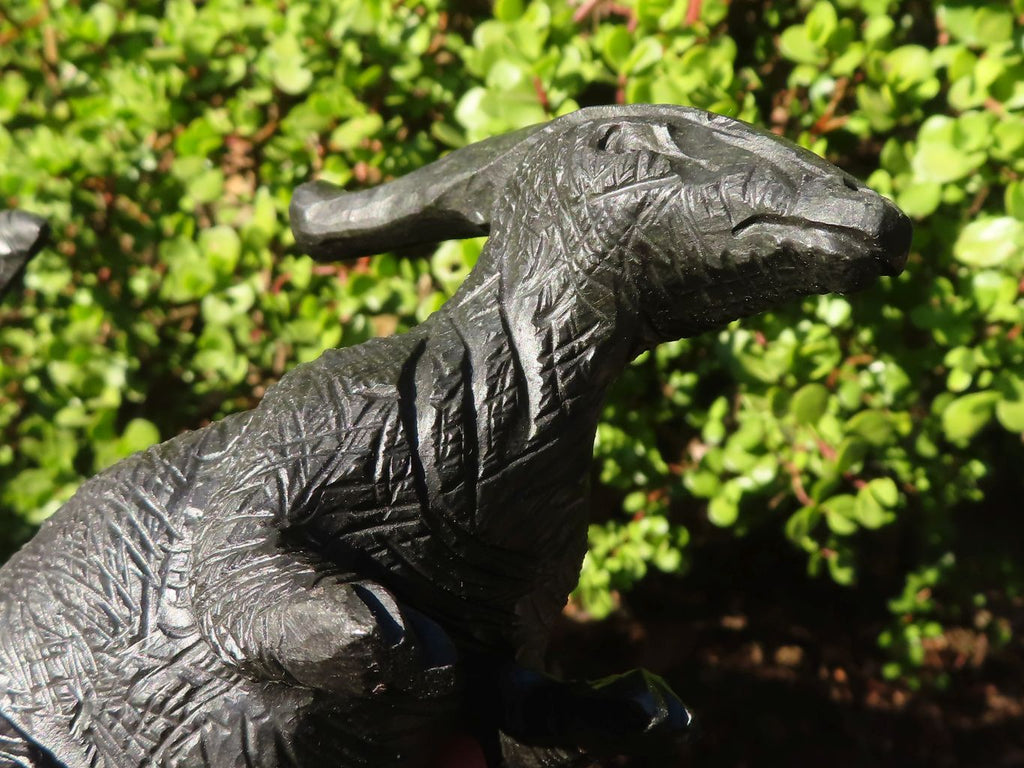 Polished Black Soapstone Dinosaur Carving x 1 From Zimbabwe - Toprock Gemstones and Minerals 