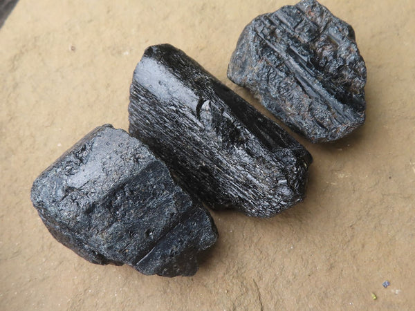 Natural Rough Alluvial Schorl Black Tourmaline Crystals  x 40 From Zimbabwe - TopRock