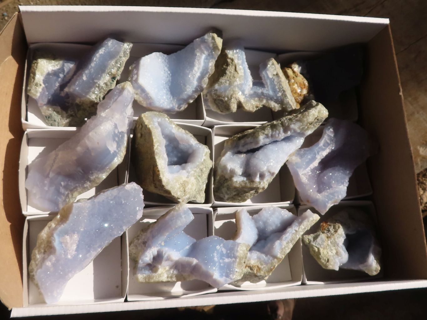 Natural Blue Lace Agate Geode Specimens  x 12 From Nsanje, Malawi - Toprock Gemstones and Minerals 