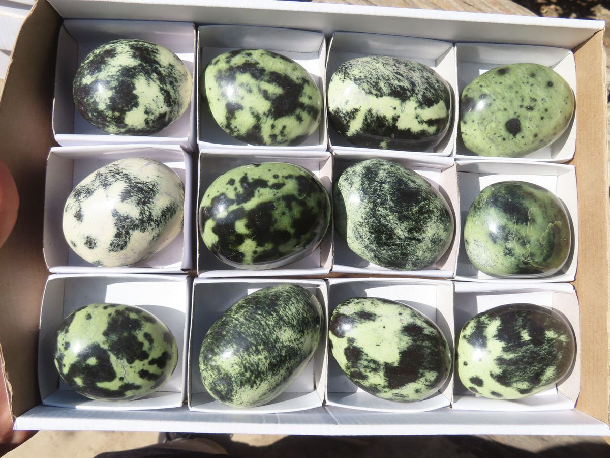 Polished Leopardstone Galets x 12 From Inyanga, Zimbabwe - Toprock Gemstones and Minerals 