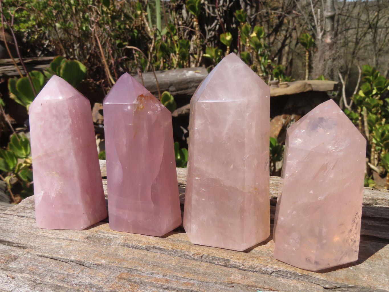 Polished Gemmy Rose Quartz Points x 4 From Antsirabe, Madagascar - Toprock Gemstones and Minerals 