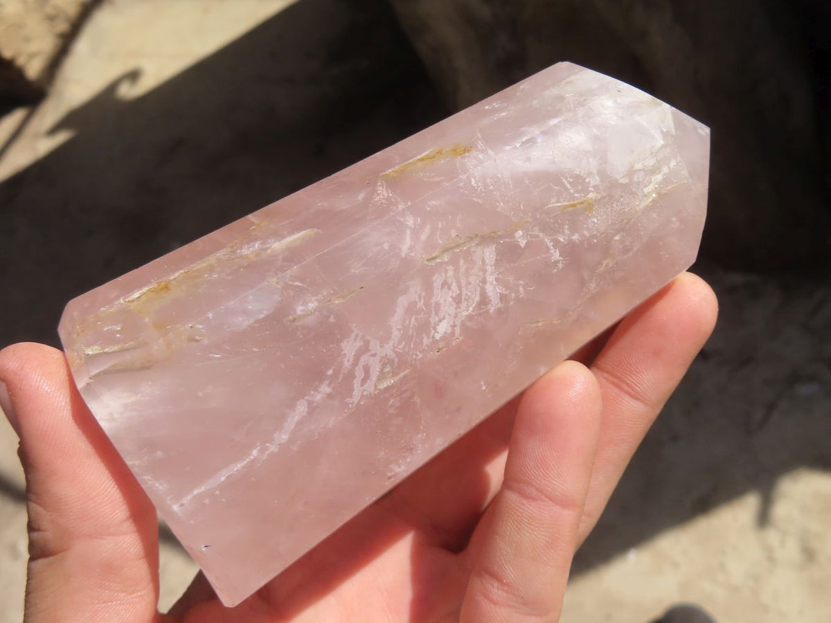 Polished Gemmy Rose Quartz Points x 4 From Antsirabe, Madagascar - Toprock Gemstones and Minerals 