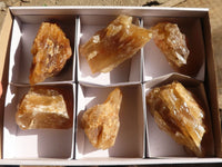 Natural Honey Aragonite Etched & Cobbed Pieces  x 6 From Namibia - Toprock Gemstones and Minerals 
