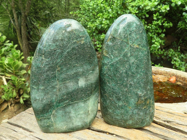 Polished Emerald Fuchsite Quartz Standing Free Forms  x 2 From Madagascar