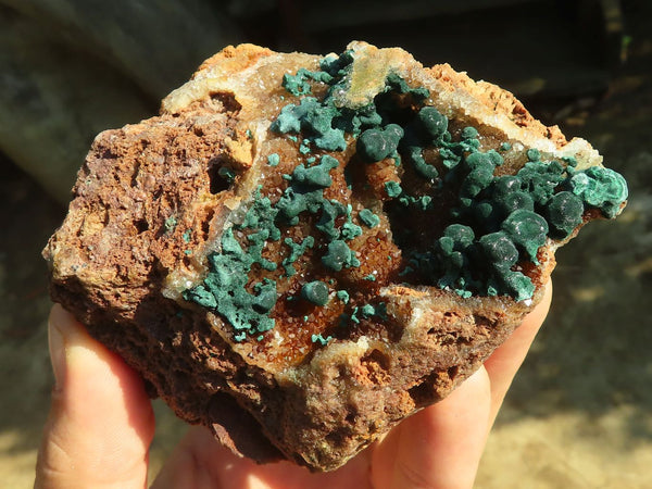 Natural Rare Ball Malachite On Drusi Quartz & Dolomite Matrix  x 2 From Kambove, Congo