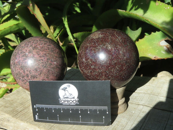 Polished Blood Red Garnet Spheres x 2 From Mandoto, Antsirabe, Madagascar - TopRock