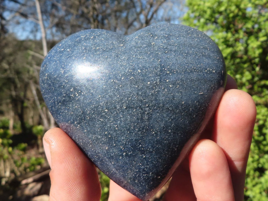 Polished Blue Lazulite Hearts  x 6 From Madagascar - Toprock Gemstones and Minerals 
