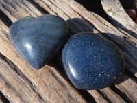 Polished Blue Lazulite Hearts  x 6 From Madagascar - Toprock Gemstones and Minerals 