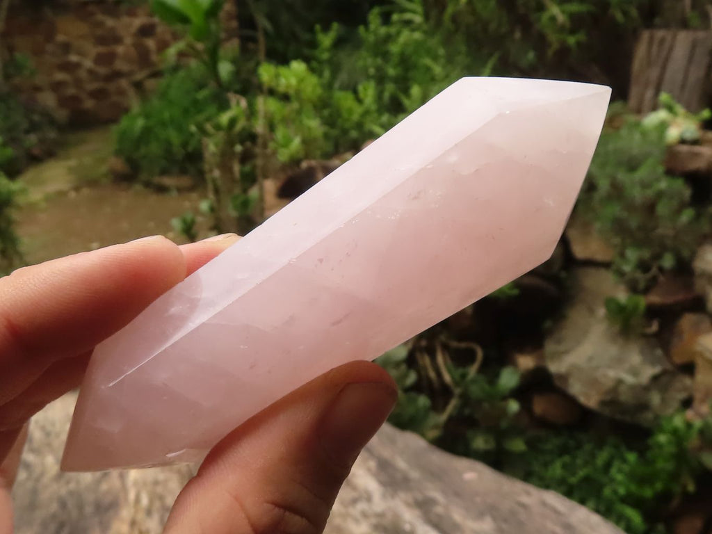 Polished Double Terminated Rose Quartz Points  x 6 From Madagascar - TopRock