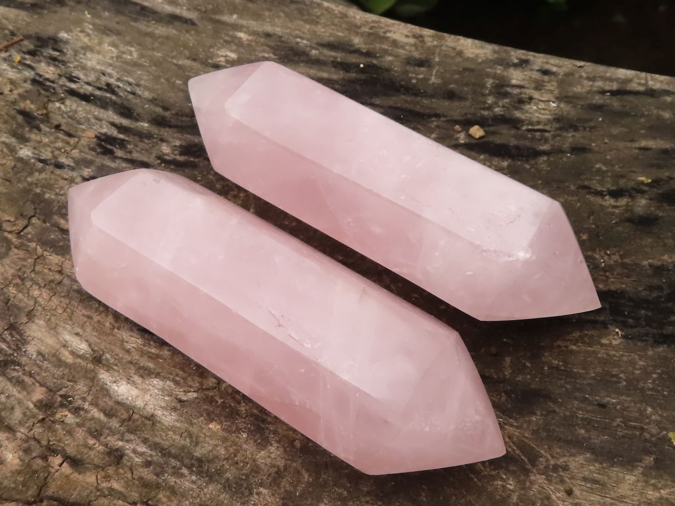 Polished Double Terminated Rose Quartz Points  x 6 From Madagascar - TopRock