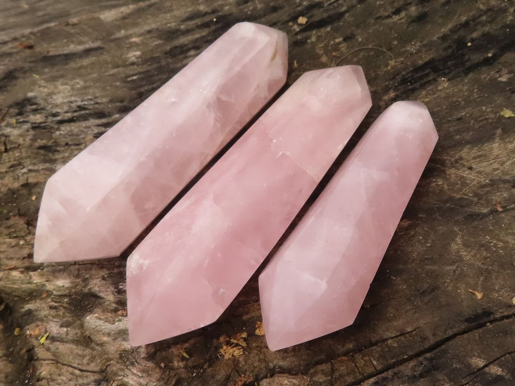 Polished Double Terminated Rose Quartz Points  x 6 From Madagascar - TopRock