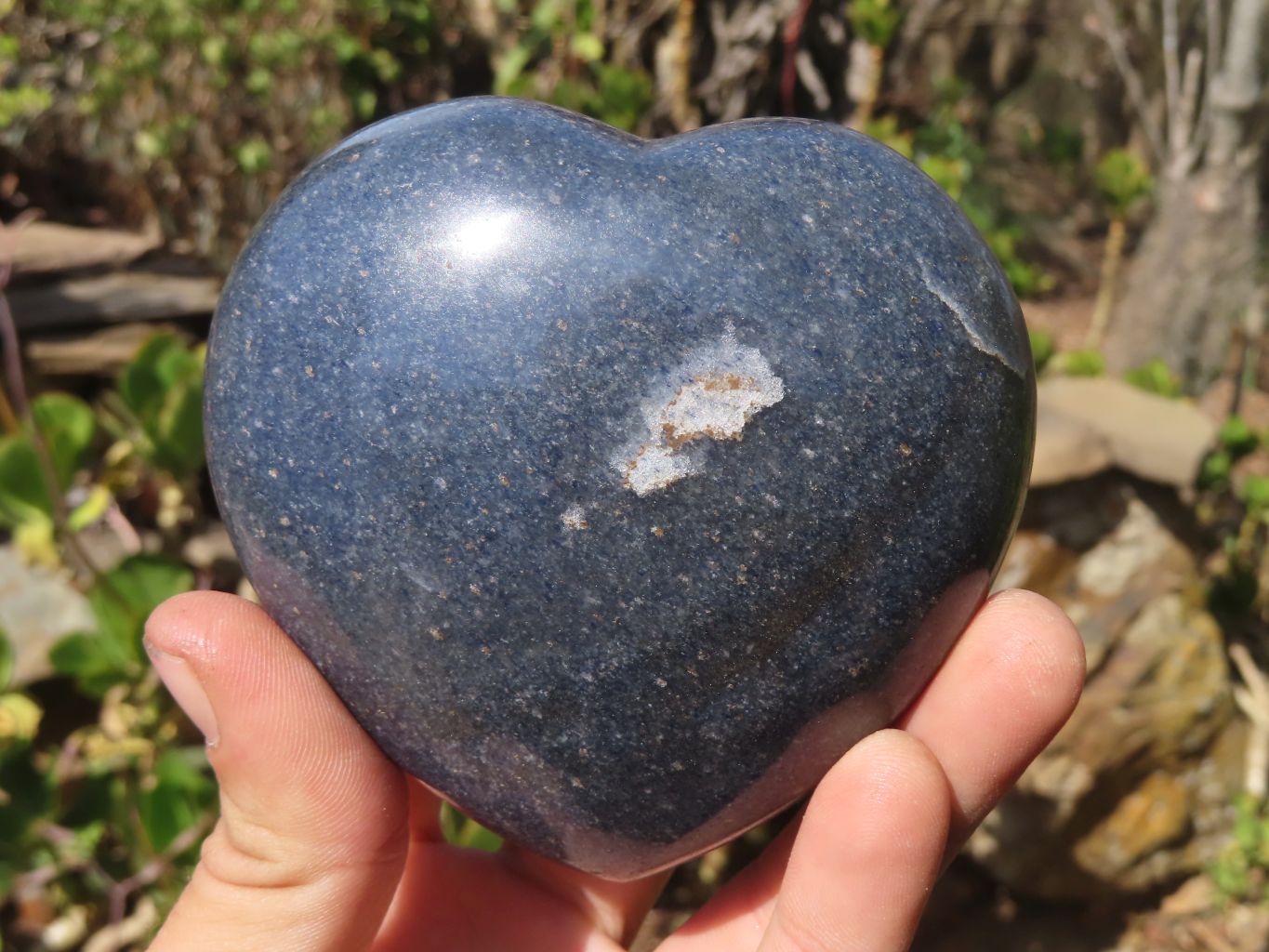 Polished Blue Lazulite Hearts  x 4 From Madagascar - Toprock Gemstones and Minerals 