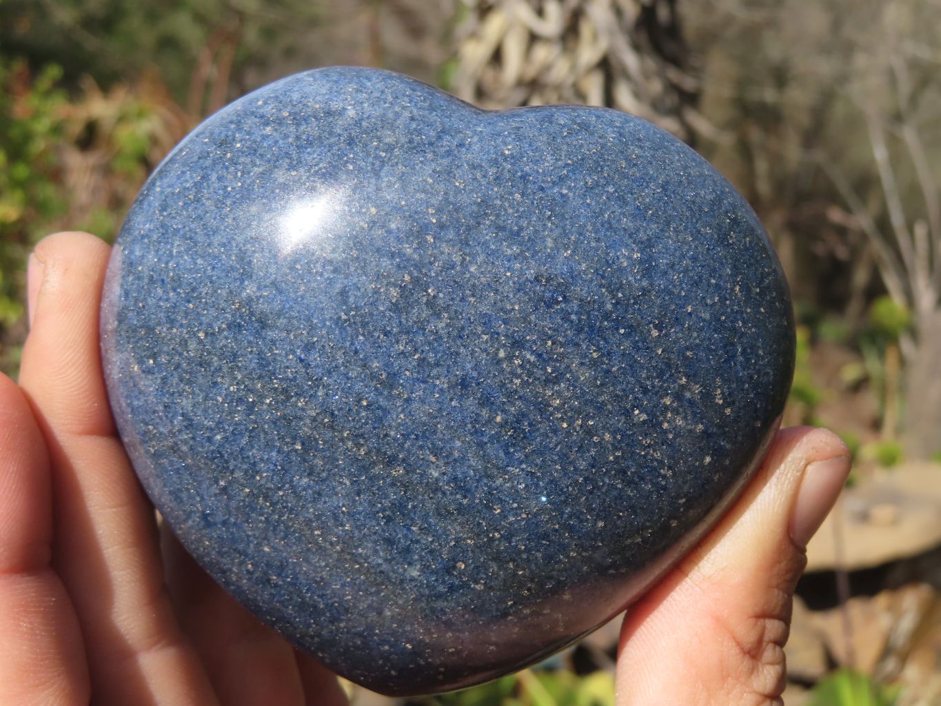 Polished Blue Lazulite Hearts  x 4 From Madagascar - Toprock Gemstones and Minerals 