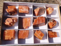 Natural New Sunset Orange Calcite Specimens  x 12 From Spitzkop, Namibia - Toprock Gemstones and Minerals 