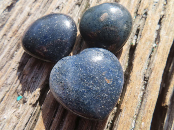 Polished Small Highly Selected Rich Blue Lazulite Hearts x 35 From Ambatofinandrahana, Madagascar - TopRock