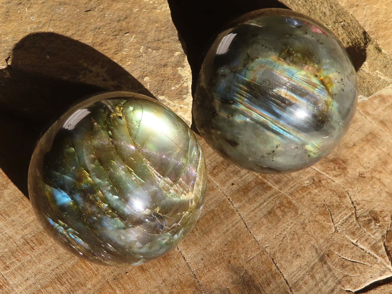 Polished Small Labradorite Spheres  x 6 From Tulear, Madagascar - Toprock Gemstones and Minerals 