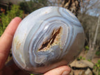 Polished Banded Agate Standing Free Forms  x 3 From West Coast, Madagascar - Toprock Gemstones and Minerals 