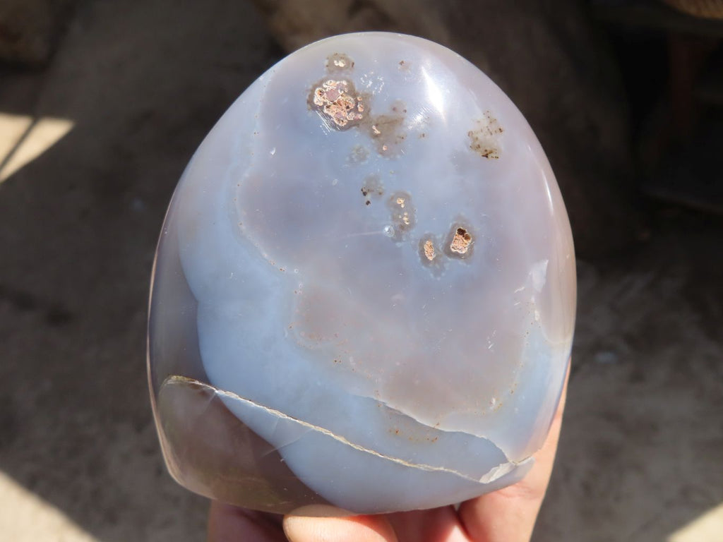 Polished Banded Agate Standing Free Forms  x 3 From West Coast, Madagascar - Toprock Gemstones and Minerals 