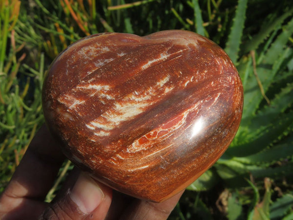 Polished Rich Red & Brown Petrified Wood Hearts x 4 From Madagascar - TopRock