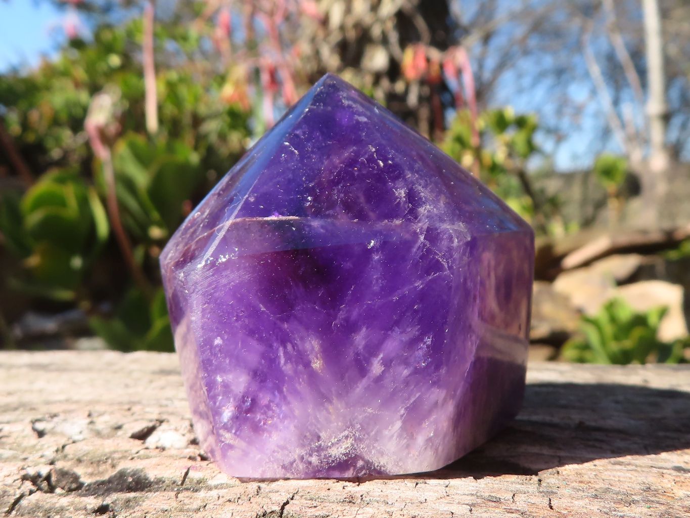 Polished Chevron Amethyst Points x 6 From Zambia - Toprock Gemstones and Minerals 