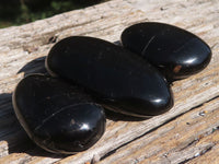 Polished Black Tourmaline Palm Stones  x 24 From Madagascar - TopRock