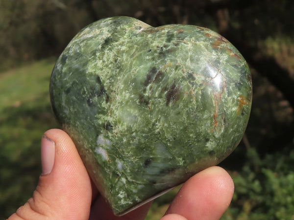 Polished Green Chrysoprase Hearts  x 6 From Ambatondrazaka, Madagascar - TopRock