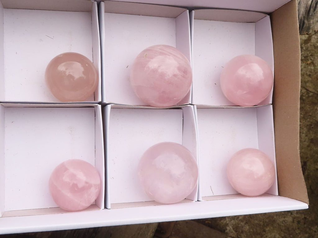 Polished Gemmy Pink Rose Quartz Spheres  x 6 From Ambatondrazaka, Madagascar - TopRock