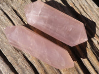 Polished Double Terminated Gemmy Rose Quartz Points x 3 From Madagascar - Toprock Gemstones and Minerals 