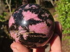 Polished Pink & Black Rhodonite Spheres x 3 From Madagascar - Toprock Gemstones and Minerals 