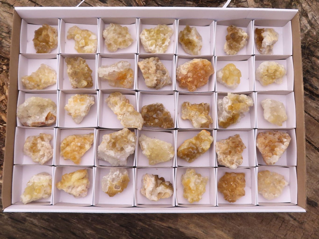 Natural Small Golden Lemonite Quartz Clusters  x 35 From Zambia - Toprock Gemstones and Minerals 
