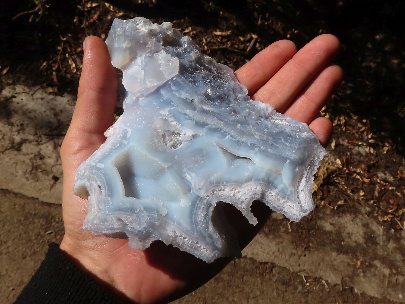 Natural Etched Blue Chalcedony Specimens x 3 From Nsanje, Malawi - Toprock Gemstones and Minerals 
