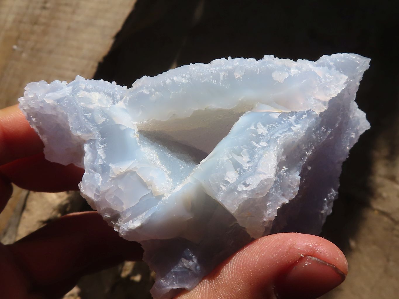 Natural Etched Blue Chalcedony Specimens x 3 From Nsanje, Malawi - Toprock Gemstones and Minerals 