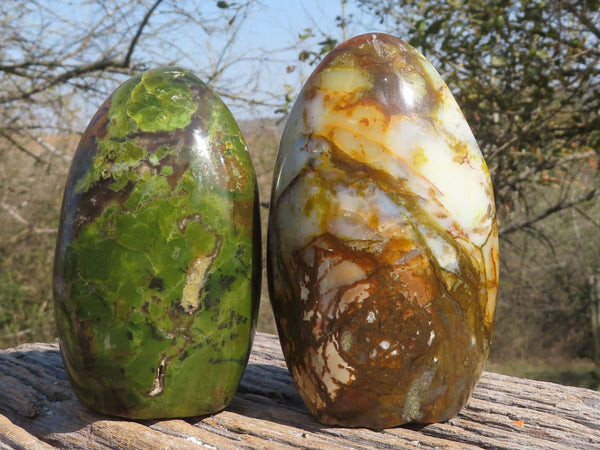 Polished Stunning Pair Of Green Opal Standing Free Forms  x 2 From Antsirabe, Madagascar - TopRock