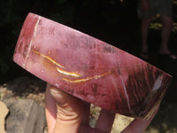 Polished Petrified Red Podocarpus Wood Bowl & Egg Set x 2 From Mahajanga, Madagascar - TopRock