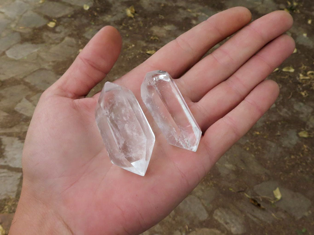 Polished Double Terminated Semi Optic Quartz Crystals  x 20 From Madagascar - TopRock