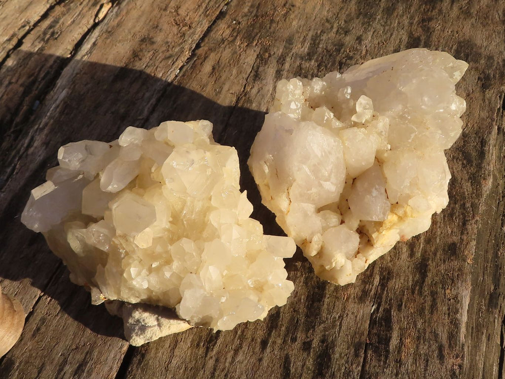 Natural White Quartz Crystal Clusters x 2 From Zambia - Toprock Gemstones and Minerals 