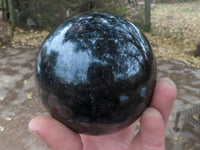 Polished New Sparkling Blue Iolite Spheres With Pink Feldspar Spots  x 2 From Madagascar - TopRock