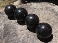 Polished Sparkling Blue Iolite / Water Sapphire Spheres  x 4 From Madagascar - TopRock