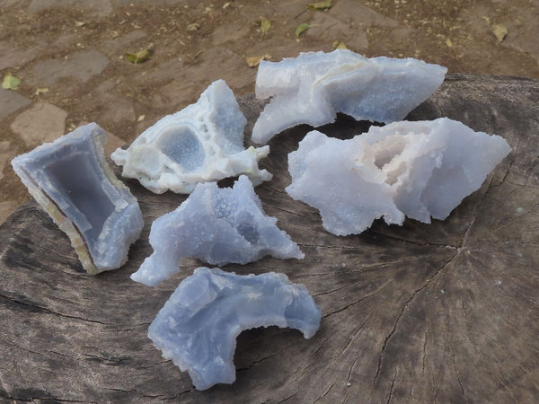 Natural Etched Blue Lace Chalcedony Agate Specimens  x 6 From Nsanje, Malawi - TopRock