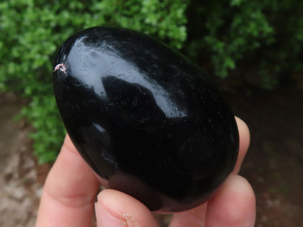 Polished Schorl Black Tourmaline Gemstone Eggs  x 6 From Madagascar - Toprock Gemstones and Minerals 