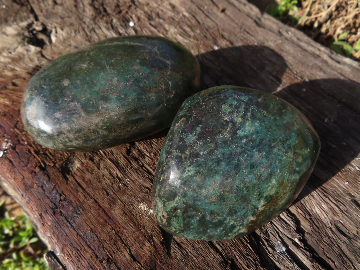 Polished Fluorescent Ruby Corundum In Chrome Verdite Free Forms x 4 From Zimbabwe - TopRock