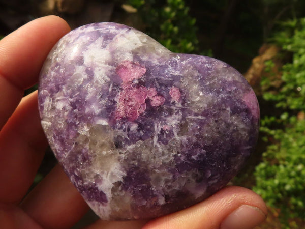 Polished Purple Lepidolite Hearts  x 6 From Madagascar - Toprock Gemstones and Minerals 