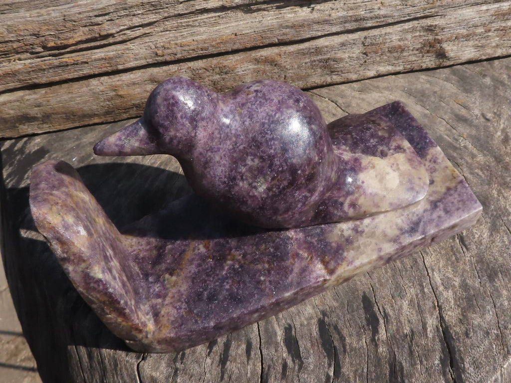 Polished Pair Of Purple Lepidolite Bird Book End Carvings  x 2 From Zimbabwe - TopRock