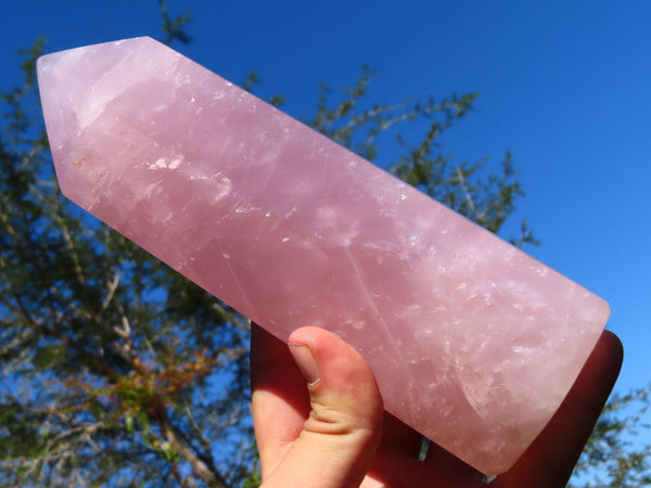 Polished Rose Quartz Crystal Points x 2 From Madagascar - TopRock