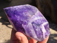 Polished Dark Chevron Amethyst Points x 2 From Zambia - Toprock Gemstones and Minerals 