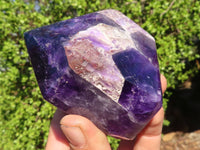 Polished Dark Chevron Amethyst Points x 2 From Zambia - Toprock Gemstones and Minerals 