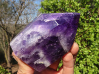 Polished Dark Chevron Amethyst Points x 2 From Zambia - Toprock Gemstones and Minerals 